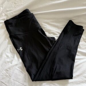 Under Armour Black Crop Performance Leggings with Reflective Logo